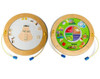 Playscapes Funny Face Round Magnetic Wall Toy, two round wooden-framed wall toys with magnetic face and food sorting game for children.