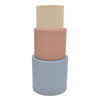 Children's Factory Soft Ottoman Trio - Elements, colorful soft foam nesting stools stacked in pastel shades of blue, pink, beige, and cream.