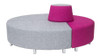 Moje Bambino Foyer 1 Island Couch, Modern pink and gray modular sofa with cylindrical backrest, metal legs, and unique circular design.