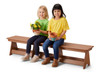 Jonti-Craft EverPlay Large Outdoor Table And Bench Set, two children sitting on the wooden outdoor table and bench, holding flower pots and smiling.
