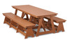 Jonti-Craft EverPlay Large Outdoor Table And Bench Set, sturdy wooden outdoor furniture with a rectangular table and two matching benches.