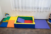 Children's Factory Adventure Center Soft Play Coral and Climber, colorful foam play structure with steps, ramps, and padded climbing elements for children.