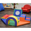 Children's Factory Shapes and Play Obstacle Course, Rainbow, colorful foam play structure in a children's playroom.