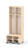 Moje Bambino Universal Cloakroom 2 Cubbies, wooden cloakroom with two spacious cubbies and two foot-operated locks at the bottom for secure storage.