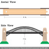 Maple Landmark Sydney Harbour Wooden Train Bridge, detailed illustrations showing top view and side view with measurements