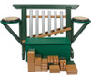 Playmore Designs Playground Eco Block Box, image of a green and brown wooden block playset designed for children to create and explore with building blocks and playground elements.