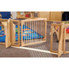 Jonti-Craft Welcome Gate Classroom Divider - KYDZ Suite® E-height, wooden safety gate with a self-closing mechanism and adjustable width, designed for childcare and preschool classrooms.