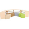 Moje Bambino Paolo Short Curved Foam Bench Seats, colorful modular foam seating with curved wooden frame and multicolored cushioned seats.