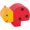 Moje Bambino Play Elements for Play Corner Mats, colorful animal-shaped foam play mat in the form of a bug with a yellow head and red body with black spots.