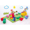 Moje Bambino Play Corner Mats, colorful foam play area for children with cartoon wall decorations and children playing on the mats. Moje Bambino Play Corner Mats, colorful foam play area for children with cartoon wall decorations and children playing on the mats.