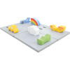 Moje Bambino Play Corner Mats, colorful foam mats with playful vehicle and rainbow shapes for baby play area.