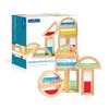 Guidecraft Shimmering Water Wooden Rainbow Blocks, colorful wooden building blocks with shimmering water and rainbow designs.