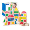 Guidecraft Rainbow Wooden Blocks - 30 pc. set, colorful assorted wooden building blocks with translucent colored insert pieces for creative construction and play.