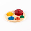Guidecraft Circle Sorter Manipulative Puzzle, colorful wooden sorting game with circular pieces on a round wooden base.
