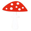 Moje Bambino Mushroom Wall Decor, red and white mushroom-shaped wall hanging with white spots and a white stem for children's room decoration.