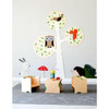 Moje Bambino Grass and Strawberries Sensory Wall Decor, woodland-themed children’s room with animal illustrations on tree wall, bunny and hedgehog toys, and colorful stacking blocks.