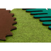Moje Bambino Hedgehog and Grass Sensory Wall Decor, close-up of felt foam wall decor pieces resembling grass and hedgehog on a green sensory wall