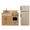 Classic Wood Kitchen & Refrigerator Set