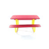 Playtime Playground Equipment Preschool Size Picnic Table, colorful children's picnic table with red tabletop and bench with yellow and white legs.
