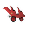 Angeles BYE BYE BUGGY 4 Passenger Stroller Never Flat Fat Tire with Red Stripes, a red four-passenger electric golf cart with a sleek design and red tires for easy outdoor mobility.
