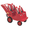 Angeles 4 Passenger BYE BYE BUGGY Never Flat Fat Tire Red Stripes, red outdoor stroller with four seats and safety harnesses