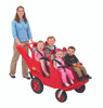 4 Passenger BYE BYE BUGGY Never Flat "Fat Tire", Red/Gray with toddlers