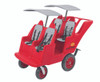 4 Passenger BYE BYE BUGGY Never Flat "Fat Tire", Red/Gray with umbrellas