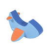 Children's Factory Rocking Airplane Soft Play Ride On Toy, blue and orange airplane-shaped children's rocking toy with a curved seat and wing details.