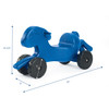 Angeles Tortoise & Hare Ride-On Scooter Pair, blue plastic ride-on toy featuring tortoise and hare designs with four black rubber wheels, measuring 14.5 inches in height, 31 inches in length, and 11 inches in width.