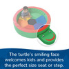 Children's Factory Turtle Hollow Soft Play Yard, colorful circular play area with a smiling turtle face design and a child sitting inside on a multicolored padded surface.
