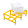 Children's Factory Mini Double Discovery Sensory Table, yellow frame with white plastic containers for sensory play.