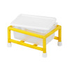 Children's Factory Mini Discovery Sensory Table, plastic sensory table with a yellow frame and white tray for children's interactive play and sensory exploration.