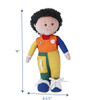 Children's Factory Learn to Dress - Asian Boy, plush doll wearing colorful clothes with black curly hair and a friendly face.