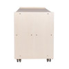 Angeles Mobile Double-Sided Storage 30H, assembled white wooden storage unit with wheels for mobility.
