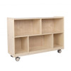 Angeles Mobile 2-Shelf Storage 30"H, assembled wooden storage cart with two shelves and four casters for mobility.