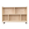Angeles Mobile 2-Shelf Storage 30"H, assembled wooden storage cart with multiple compartments and wheels for mobility.