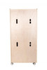 Angeles Mobile Teacher's Locking Storage Cabinet - RTA, wooden storage cabinet with wheels for teachers' belongings.