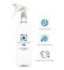 LiteZilla Cleaning and Disinfecting System for Giant Lite Brites, clear spray bottle of multi-purpose cleaner with certification icons for carbon neutrality, Green Seal, and Leaping Bunny.