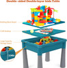 Double-Sided Kids Activity Table with Storage, 105pcs Marble Run Building Blocks, 5-in-1 Multi Activity Play Sand Water Eating T