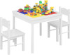 White Kids Building Block Table & Chairs Set 4