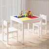 White Kids Building Block Table & Chairs Set