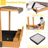 Sandbox with Lid, Sand Boxes for Kids Outdoor, 47.2 Inch Sand Pit with 2 Foldable Bench Seats, UV-Resistant & Adjustable Roof