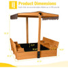 Sandbox with Lid, Sand Boxes for Kids Outdoor, 47.2 Inch Sand Pit with 2 Foldable Bench Seats, UV-Resistant & Adjustable Roof