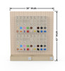 LiteZilla Kidworx™ Tactiles Sensory Wall Activity, sensory wall display with colorful tactile shapes and numbers arranged on a perforated wooden board, measuring 38 inches in width and 43 inches in height.