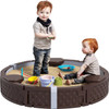 Round Plastic Sandbox with Seats & Cover