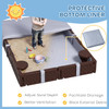 Kids Large Rectangular Sandbox with Cover & Seats 5