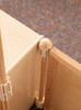 Jonti-Craft Hub Connector for KYDZ Suite® Classroom Dividers - 4 sizes, showing a close-up of the connector attaching two wooden classroom dividers.