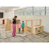 Jonti-Craft Stabilizer Wing Pair for KYDZ Suite® Classroom Dividers, wooden stabilizer wings attached to classroom dividers in a learning environment.