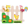 Moje Bambino Magnetic Decorations for Meadow Fence Sensory Wall, colorful wooden farm animal and nature-themed wall decor for children.