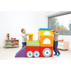 Moje Bambino Locomotive Train Soft Play Set, colorful foam train blocks with two children playing and assembling the train in a bright playroom. Moje Bambino Locomotive Train Soft Play Set, colorful foam train blocks with two children playing and assembling the train in a bright playroom.